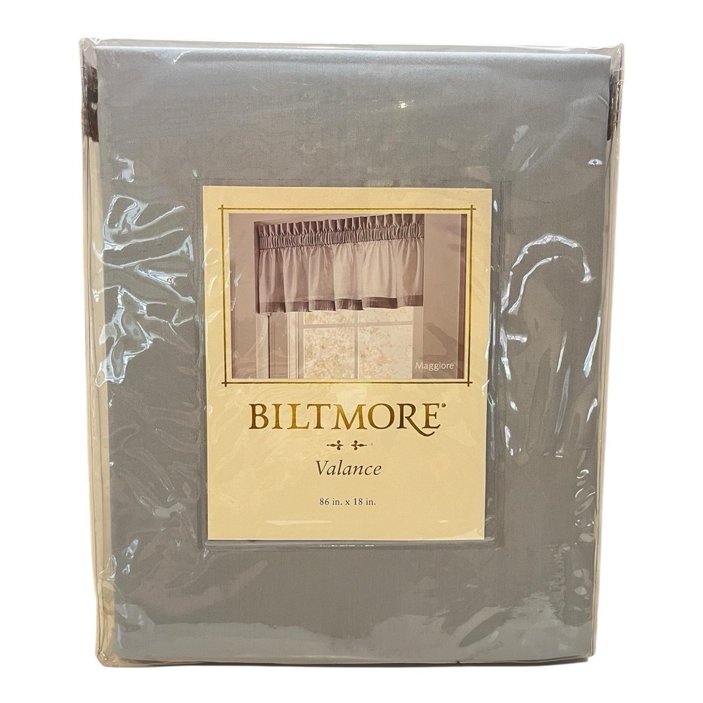 New w/ Tags Set of 2 Biltmore Collection Maggiore Valance Stone Gray
